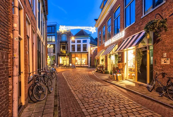 Groningen 2016 Straßenszene Der Altstadt Von Groningen Der Dämmerung Die — Stockfoto