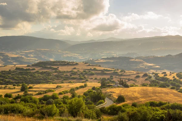 Zavlažované Zemědělské Krajiny Evretou Přehrady Paphos Region Kypr — Stock fotografie