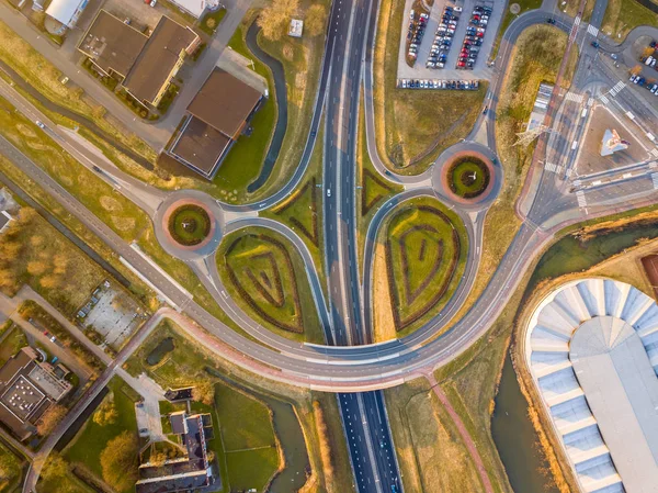Modern Beltway City Groningen Roundabout Ramp Vehicles — Stock Photo, Image