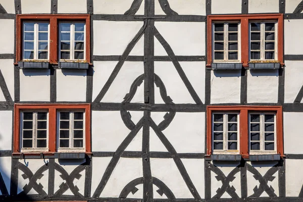 Fasad Fachwerk Medievel Byggnaden Stil Monschau Eifel Tyskland — Stockfoto