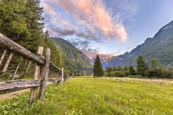 Zonsondergang Landschap Triglav Nationaalpark Julische Alpen Slovenië Europa — Stockfoto