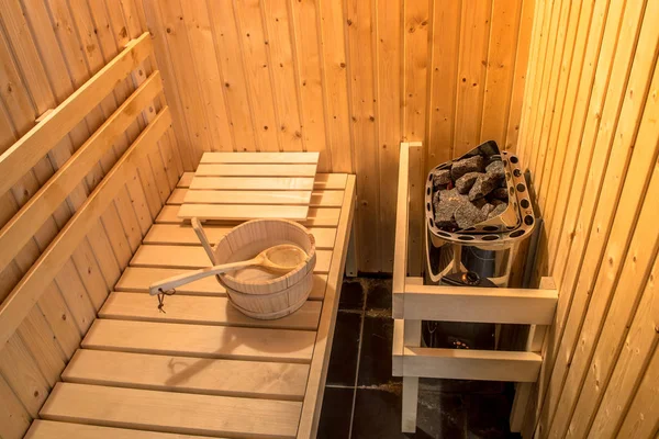 Sauna fińska w stylu wewnętrznym widok — Zdjęcie stockowe