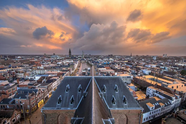 Letecký pohled na město Groningen — Stock fotografie