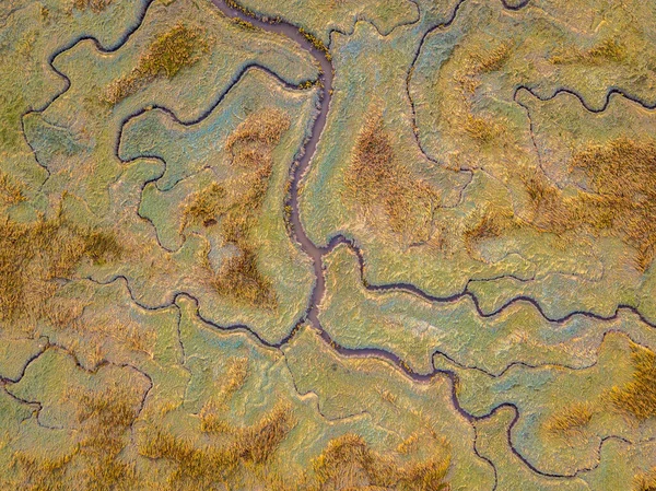 Вид с воздуха на приливные болота — стоковое фото