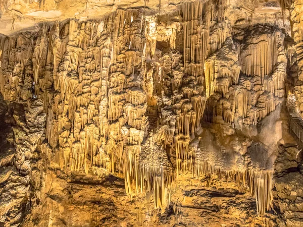 Dripstone formation in limestone cave of Grotte des Demoiselles in Languedoc Southern France