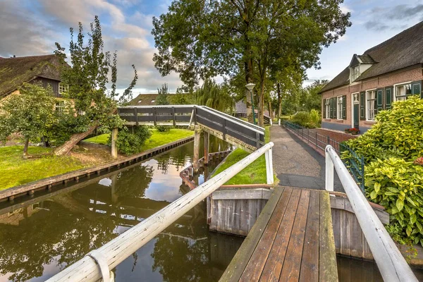 Landscape View Famous Giethoorn Village Canals Rustic Thatched Roof Houses — Stock Photo, Image