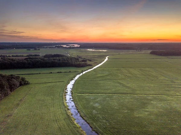 Aerial View Lowland River Koningsdiep Netherlands — Stock Photo, Image