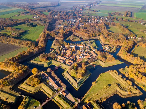 Vista Aérea Del Pueblo Fortificación Bourtange Esta Una Fortaleza Histórica — Foto de Stock