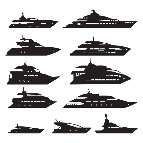 Ships and boats set, Yacht icon set. Vector. 