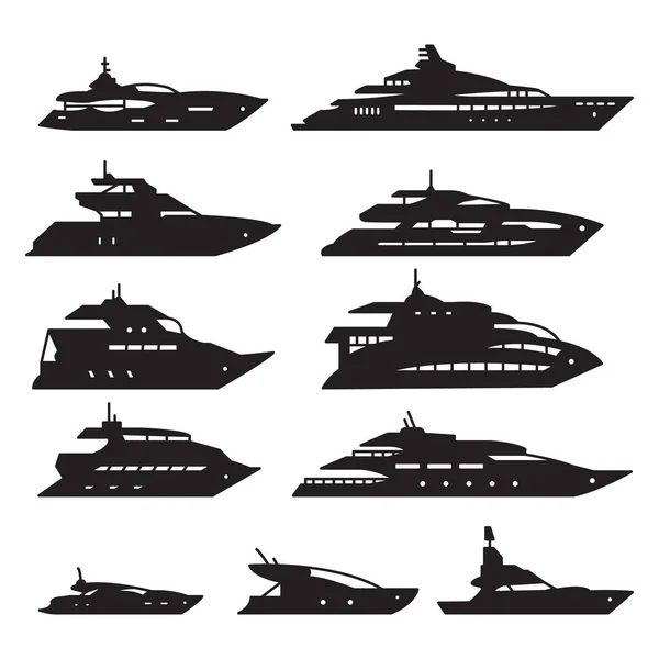 Navios Barcos Conjunto Ícones Iate Vetor Ilustrações De Stock Royalty-Free
