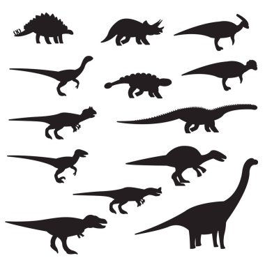 Dinozorlar siluet simge seti. Vector Icons set.