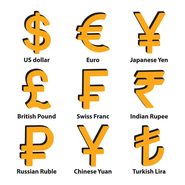 Monnaies Isométriques Icônes Symbole Ensemble Dollar Euro Rouble Yuan Yen  Vecteur par ©KenshiDesign 201889450