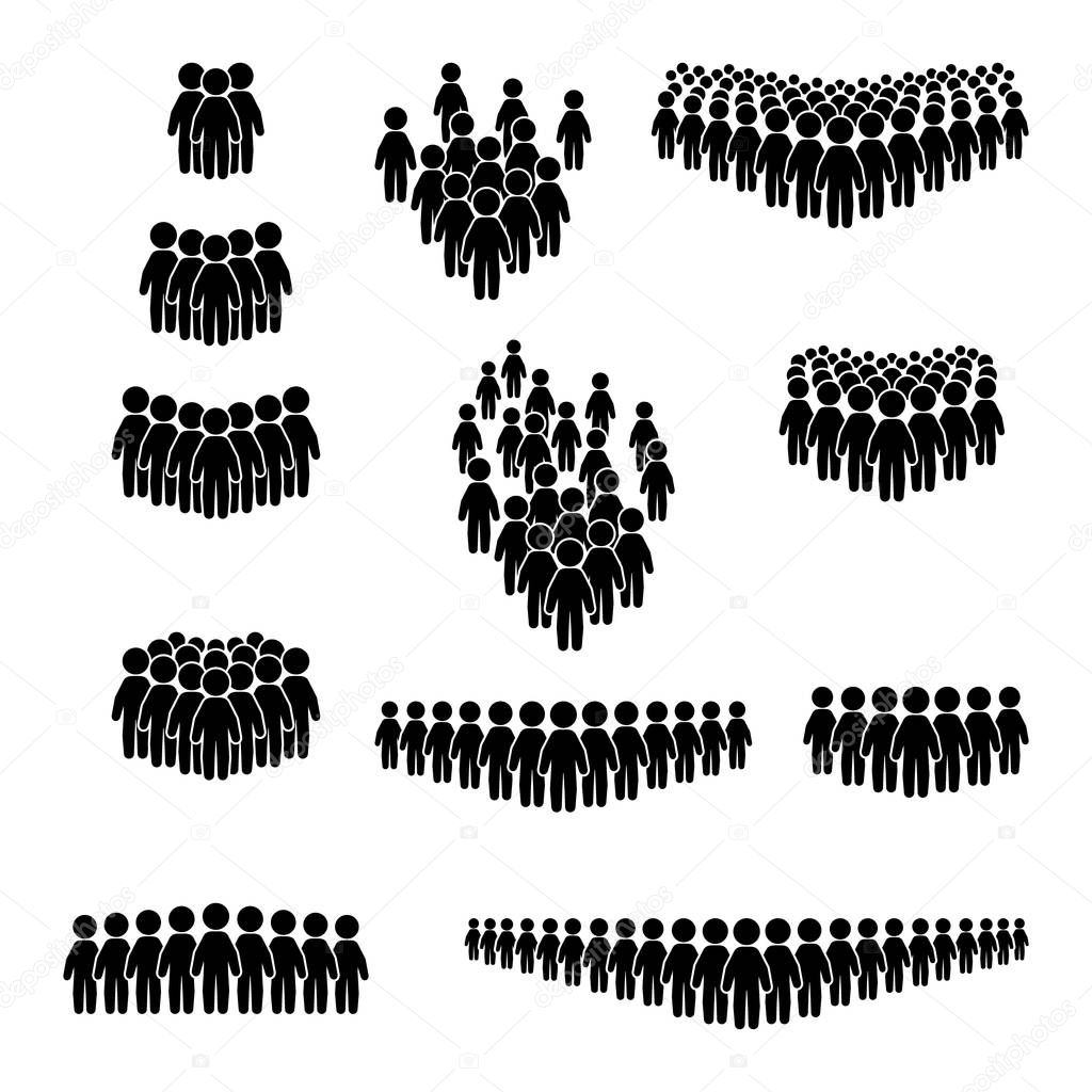 Crowd icon set. People icon set. Vector.