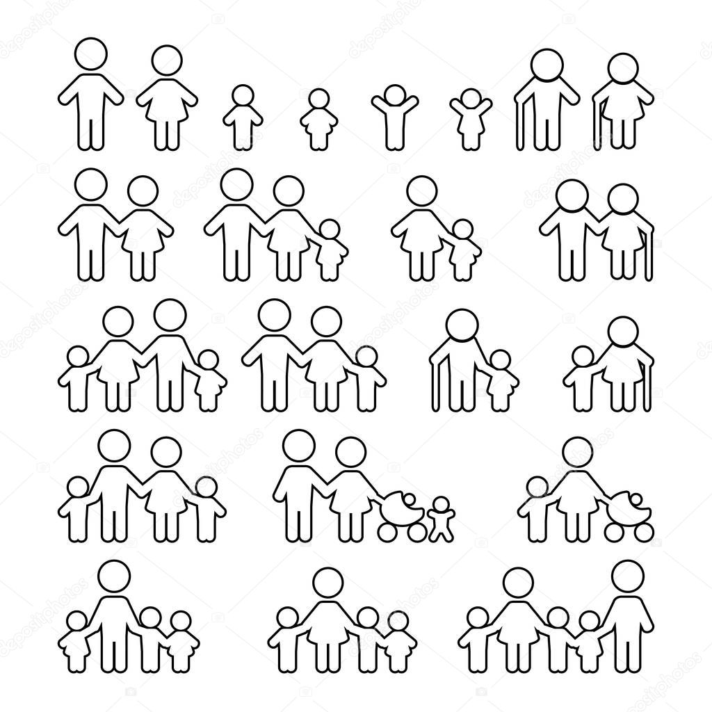 Family icons set. Vector illustration.