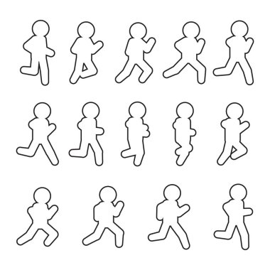 Vektör sıra satırı simgesi çalışan ayarlayın. Çalışan çerçeve Icon set anahat. Vektör.