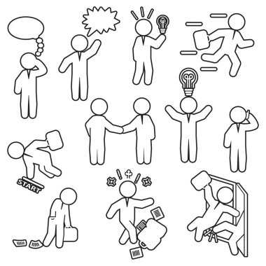 İşadamı ince çizgi Icon set. Çeşitli iş adamı eylemler kümesi özetlenmiştir. Vektör.