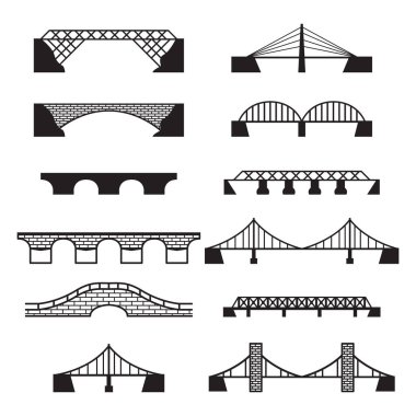 Köprü Icons set. Vektör köprüler set.