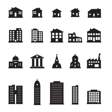 Binalar Icon set. Vektör.