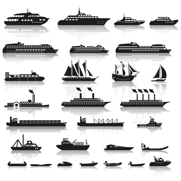 Conjunto Navios Barcos — Vetor de Stock