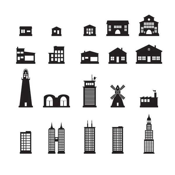Building Icons Set Vector — Stock Vector