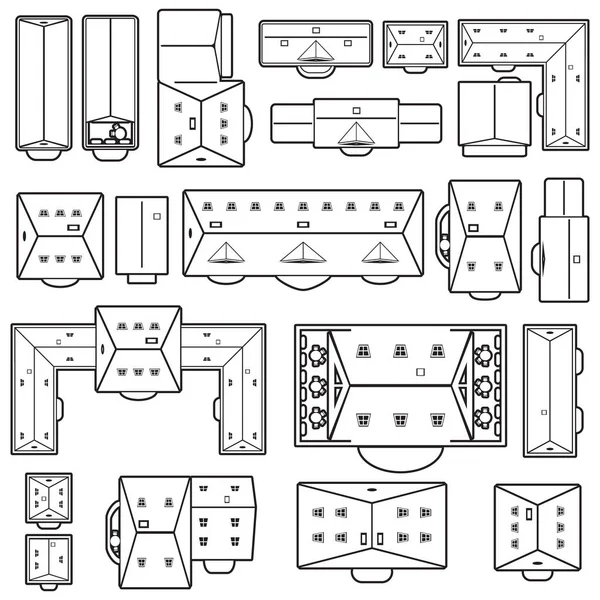 Edifícios Definir Vista Superior — Vetor de Stock