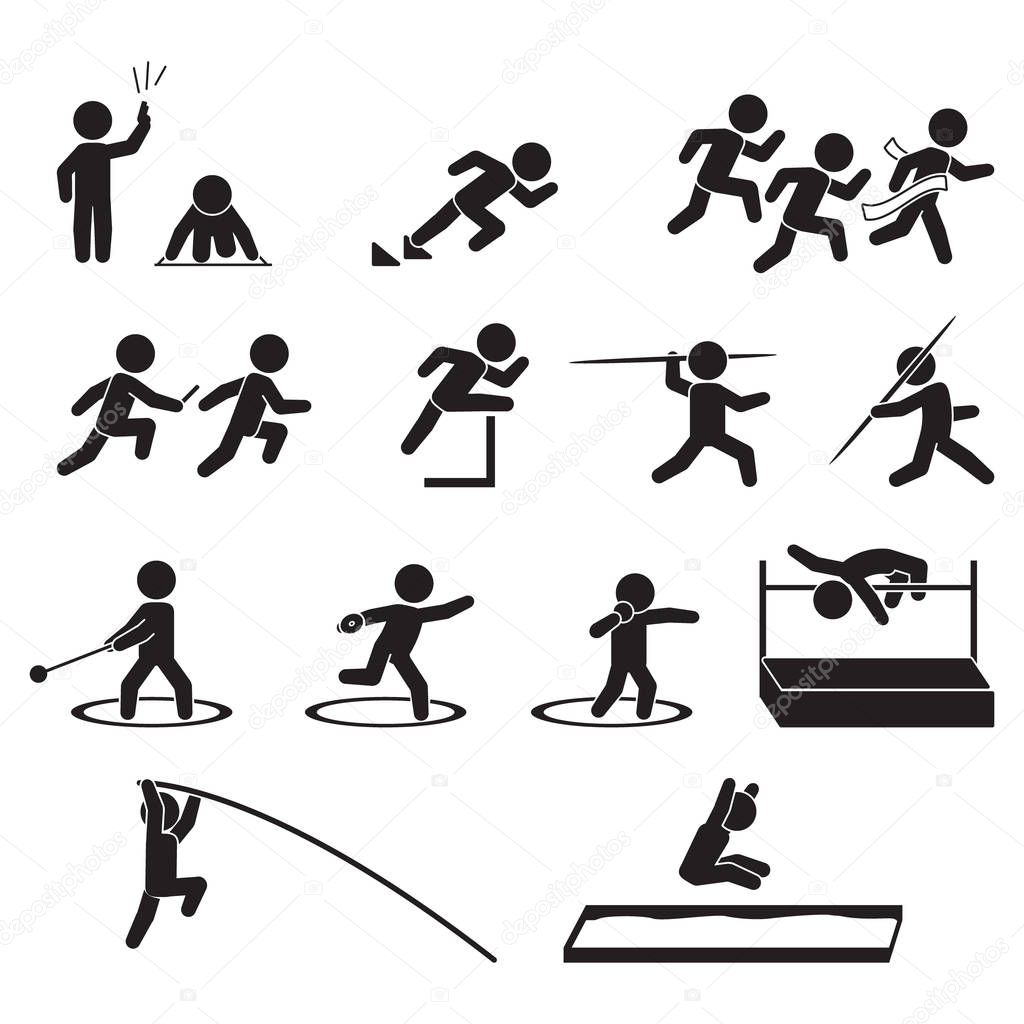 Track and field athletics icon set, Vector.