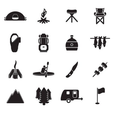 Kamp Icons set. Vektör.