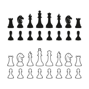 Satranç taşları ayarlayın. Vektör çizim.