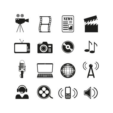 Medya Icons set. Vektör.