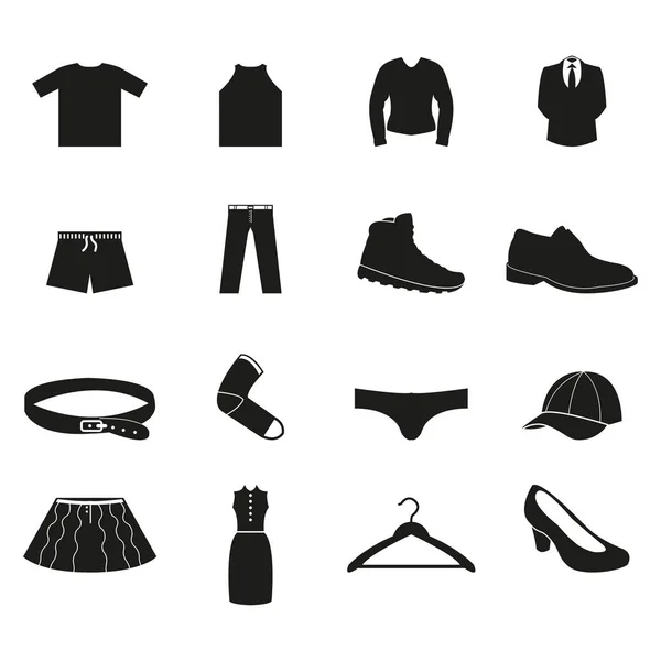 Ensemble Icônes Vêtements Vecteur — Image vectorielle