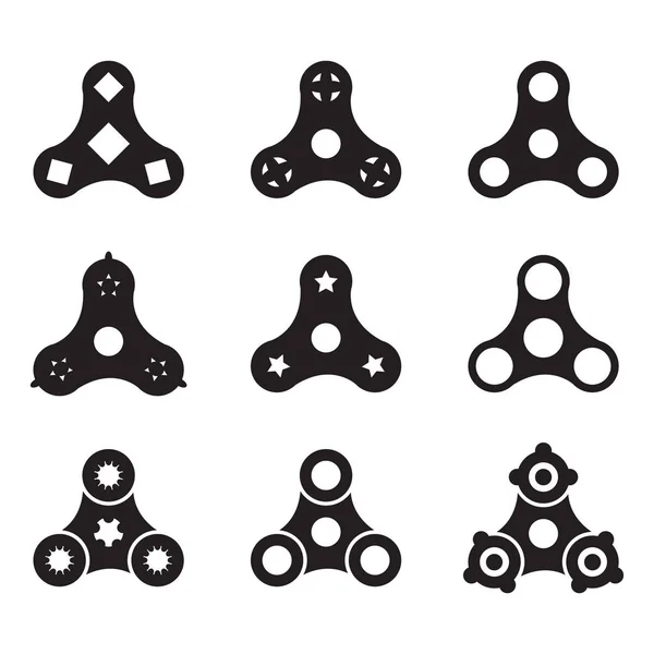 Fidget Spinner Mão Spinner Alívio Estresse Brinquedo Conjunto Ícones Conjunto — Vetor de Stock