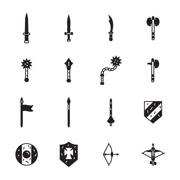 Medieval Weapons Icon Set Vector — Stock Vector