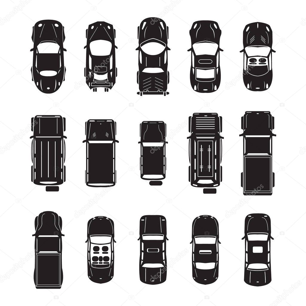Car icons top view 