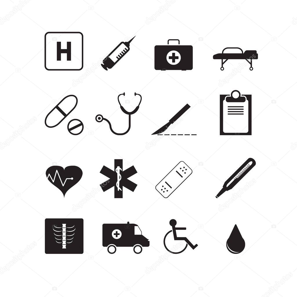 Medicine icons set. Vector.