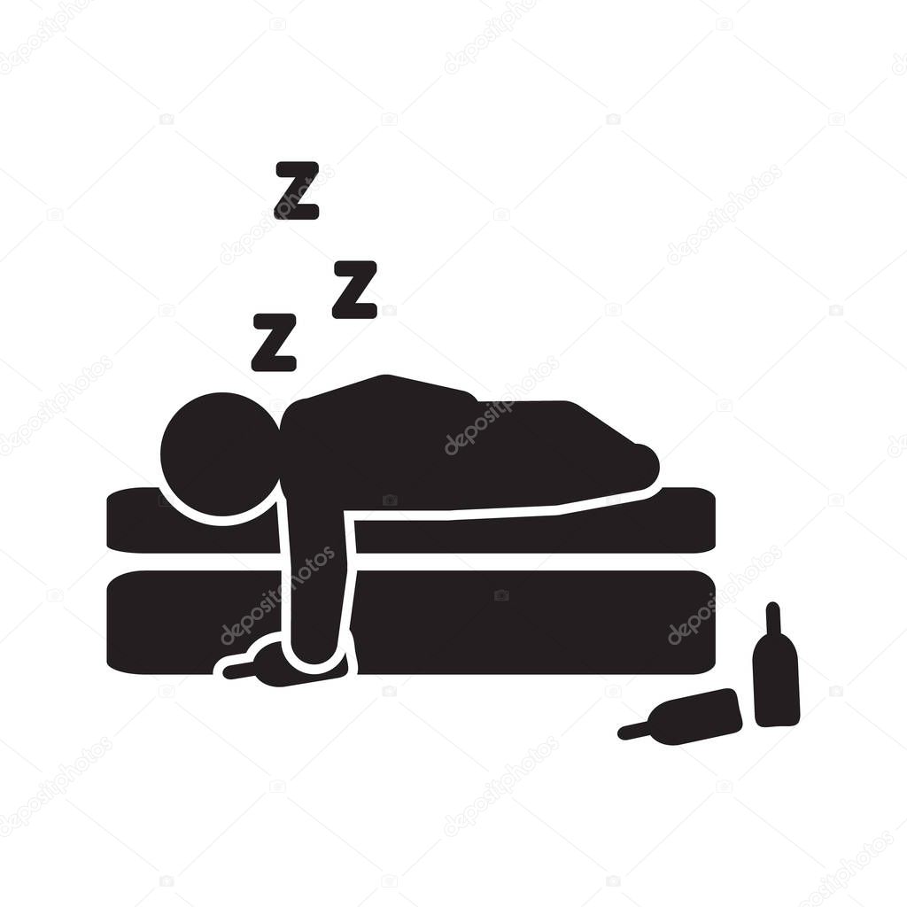 Drunk person sleeping icon vector. Vector illustration.