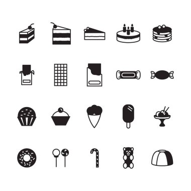 Tatlılar Icon set. Vektör set.