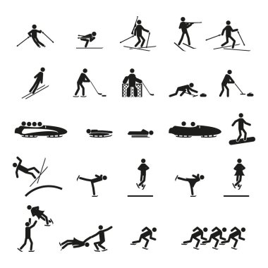 Kış sporları Icon set. Vektör.