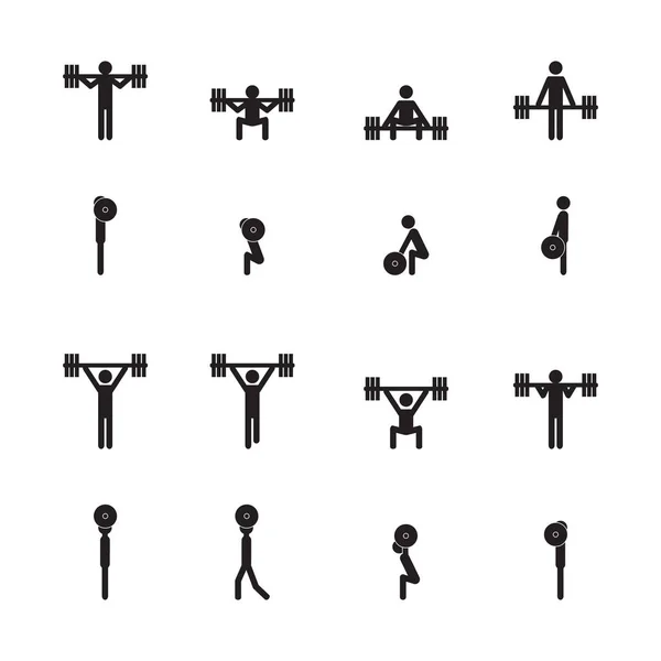 Weightlifting Icon Set Vector Set — Stock Vector