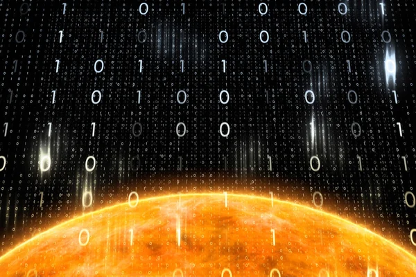 Artistic Universe Sun Surface Computer Binary Numbers Illustration Background View — Stock Photo, Image