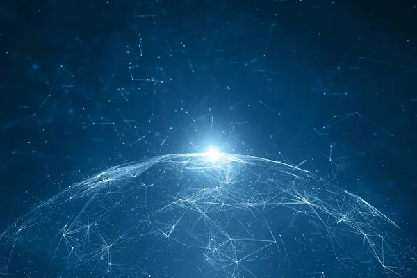 Sanatsal ağ siber dünya ile güneş ışığı yansıması kopya alanı resimde arka plan