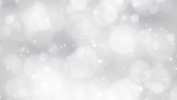 Beautiful Silver Colored Bokeh Falling Snow Background — Stock Video