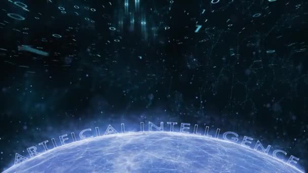 Umělá Inteligence Kyberprostoru Koule Pozadím Binární Čísla — Stock video