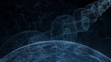 Cryptocurrency siber ağ resimde arka plan üzerinde fütüristik blockchain