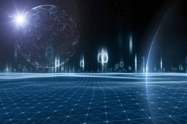 Gezegenlerin ve yıldızların fütüristik yapay zeka kainata
