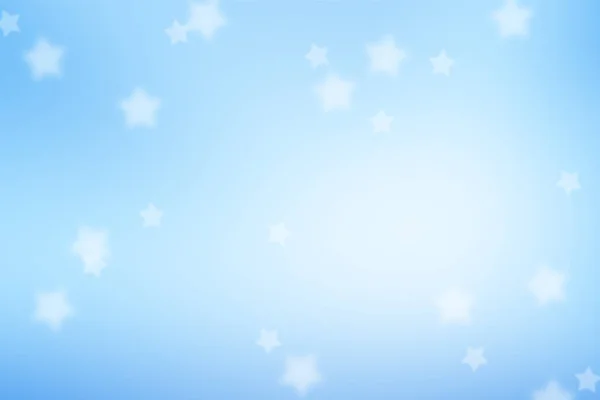 Abstract Wazig Witte Sterren Symbolen Glanzend Helder Blauwe Afbeelding Achtergrond — Stockfoto