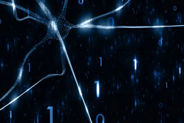 Neurona Artística Color Azul Cerebro Con Fondo Ilustración Red Ciberespacial — Foto de Stock