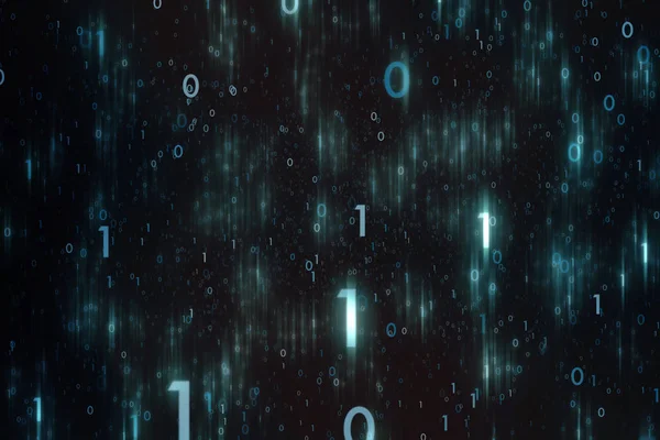 Abstract Green Colored Scattered Binary Numbers Illustration — Stock Photo, Image