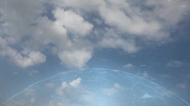     Fütüristik siber küre hareket bulutlu gökyüzü zaman atlamalı arka plan üzerinde. 