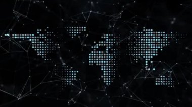     Fütüristik küresel ağ uzaydan Dünya harita hareketlerle görüntülemek. 