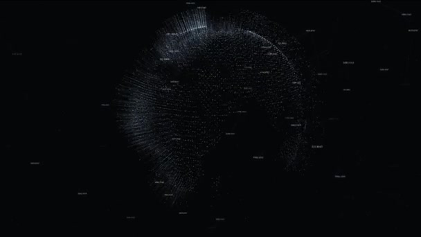 Digital Abstract Earth Cyberspace Network Random Motion Numbers Lines Dots — Stock Video